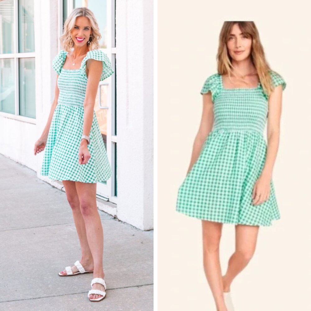 Old Navy Mint Checkered Midi Dress